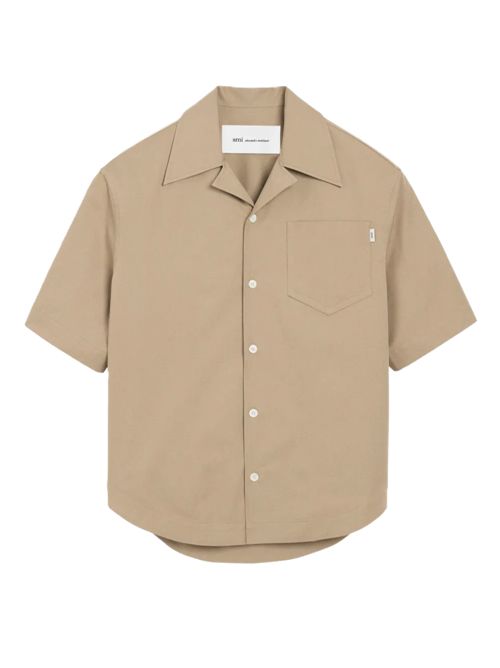 Camicia a maniche corte beige taupe Ami Paris Ami Paris | USH811.CO0214A036 BEIGE TAUPE